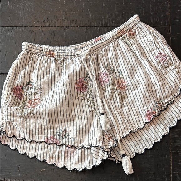 Anthropologie Ella Shorts Casual Floral Print Nightwear Striped Women's Small - Picture 2 of 8